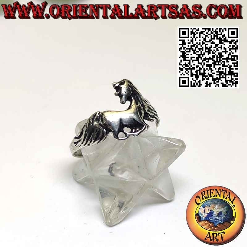 Anillo de plata 925 ‰ con unicornio Símbolo de sabiduría y pureza