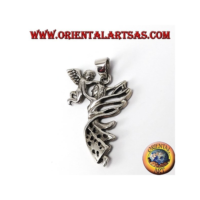 Silver pendant, Fairy with angel