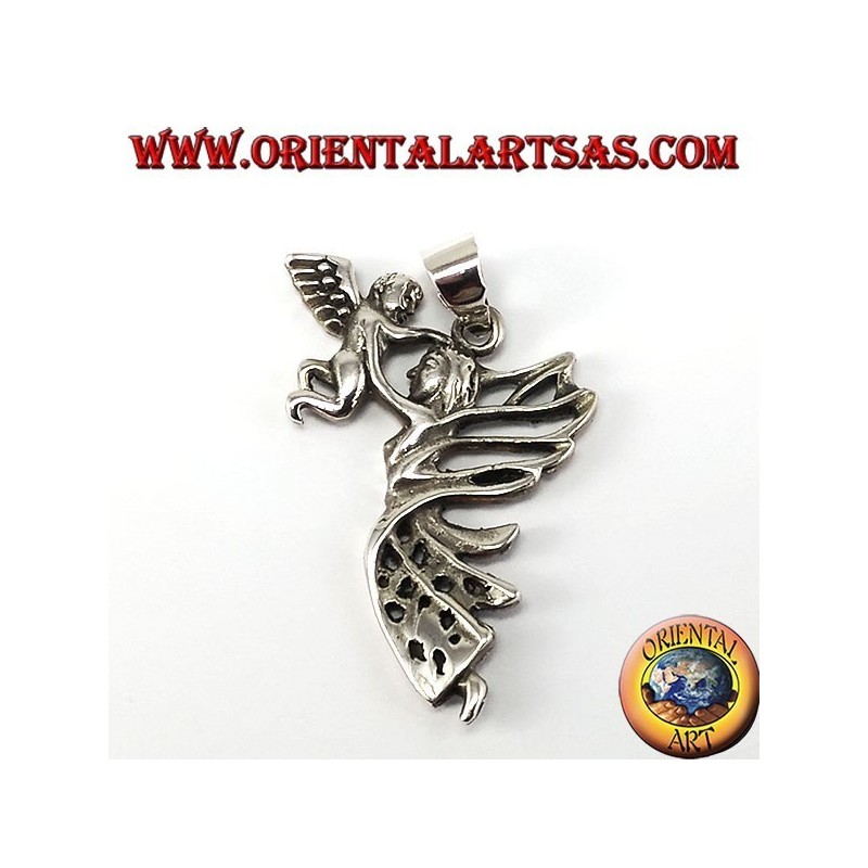 Silver pendant, Fairy with angel