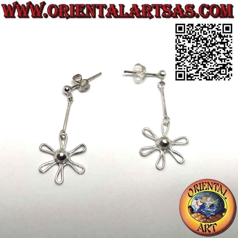 Pendientes de plata con bola lobulada y colgante margarita