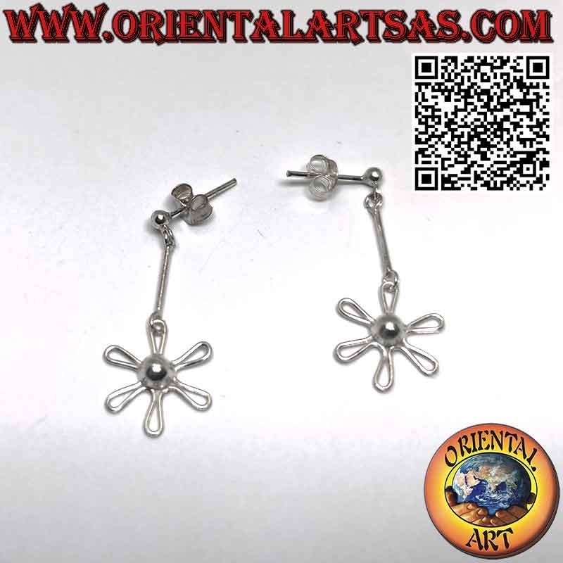 Pendientes de plata con bola lobulada y colgante margarita