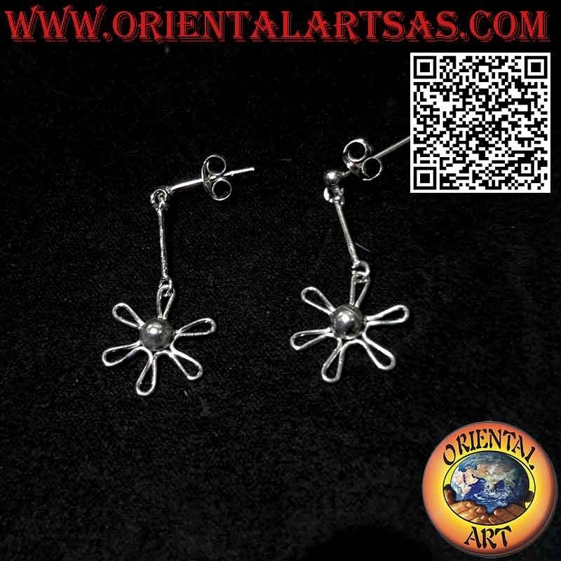 Pendientes de plata con bola lobulada y colgante margarita