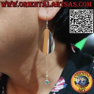 Boucles d'oreilles en argent avec plaque goutte et pendentif coeur topaze bleue