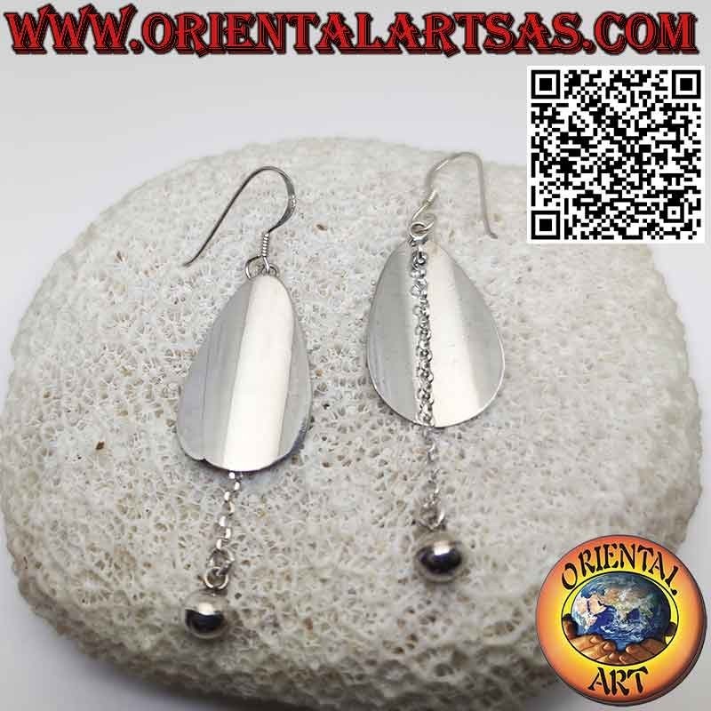Pendientes de plata con placa colgante y campana colgante
