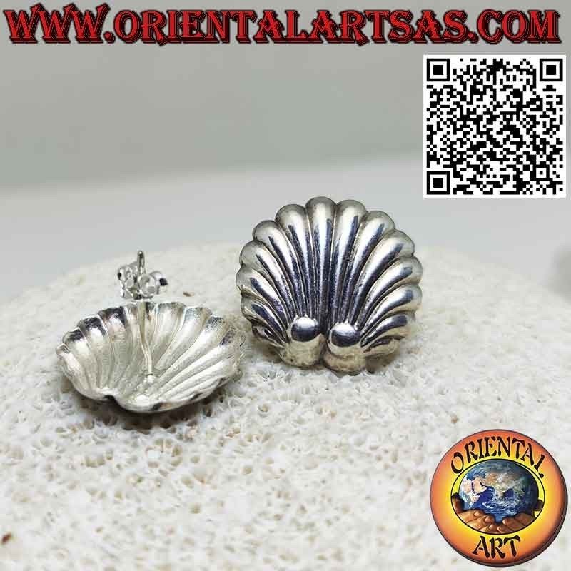 Earrings in 925 ‰ Silver in the shape of a lobe shell, hole cover