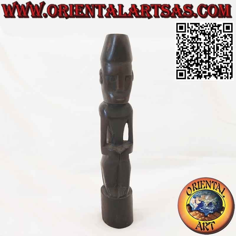 Sitzende Dayak-Ahnenstatue aus Kalimantan und Borneo aus Eisenholz