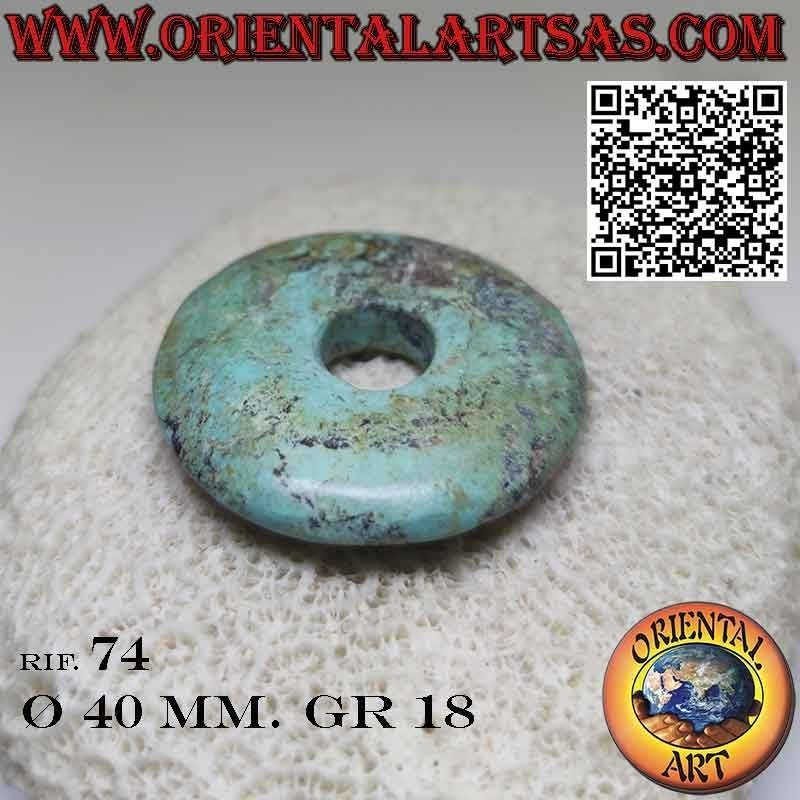 40mm Natural Tibetan Turquoise Disc/Donut Pendant. Ø with drawstring