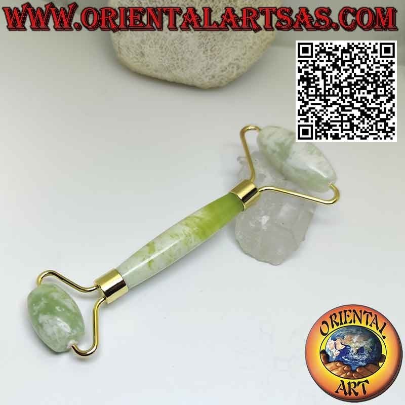 "Face roller" massage roller in natural Chinese Jade for Gua Sha