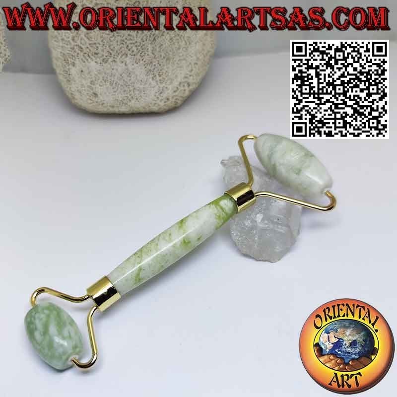 Rodillo de masaje "Face roller" en Jade chino natural para Gua Sha