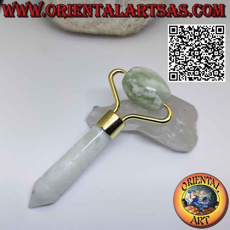 Rouleau de massage "Face roller" en Jade naturel pour petit Gua Sha