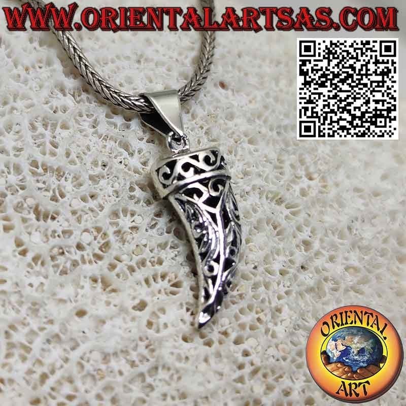 Colgante de plata con cuerno de la suerte contra el mal de ojo y la mala suerte
