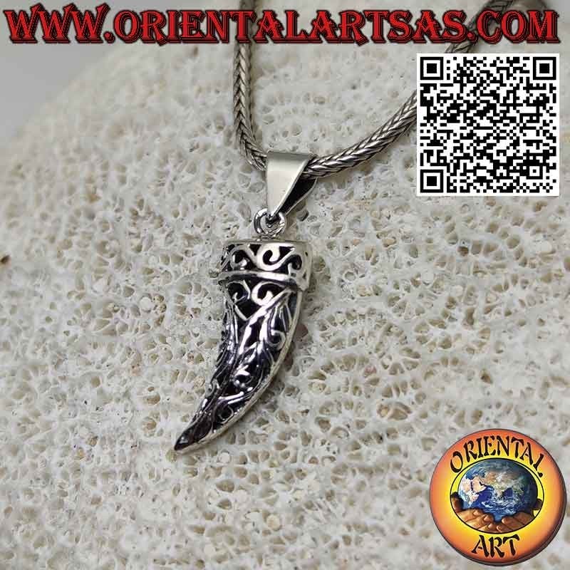 Colgante de plata con cuerno de la suerte contra el mal de ojo y la mala suerte