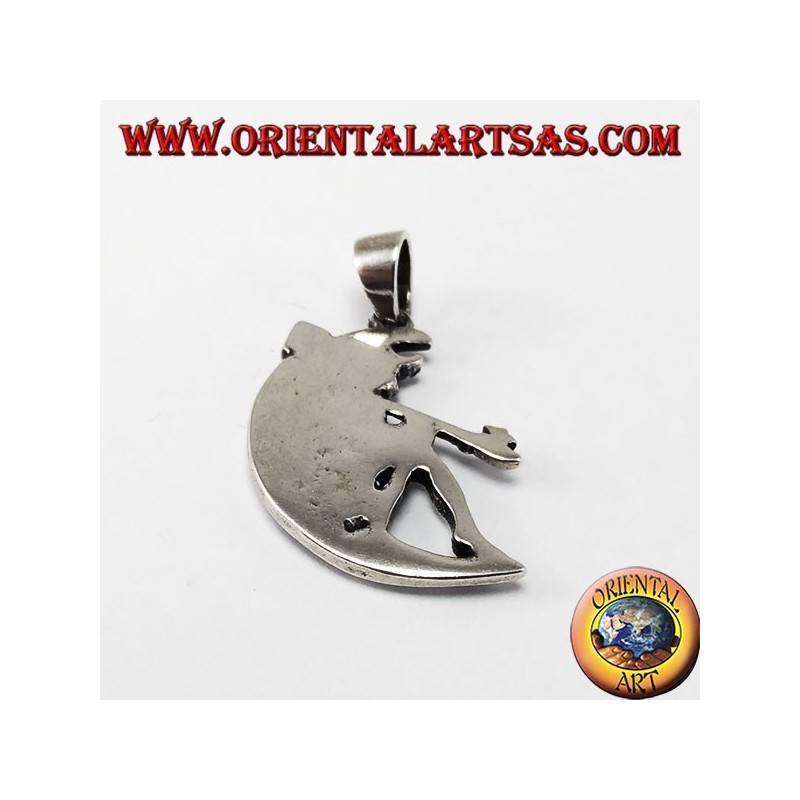 Silver pendant, Fairy with magic wand on the moon
