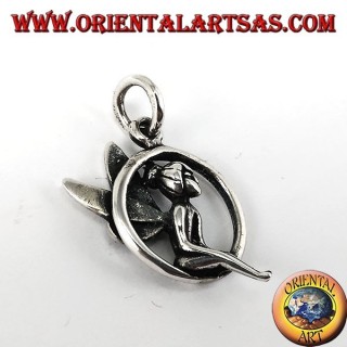 Silver pendant, Fairy sitting in the circle