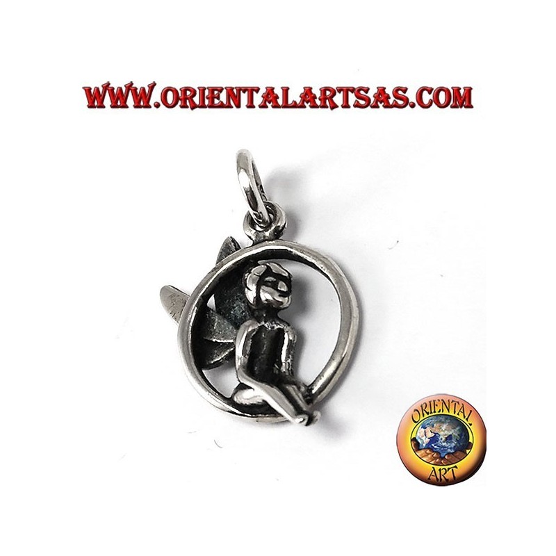 Silver pendant, Fairy sitting in the circle