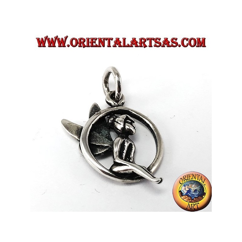 Silver pendant, Fairy sitting in the circle