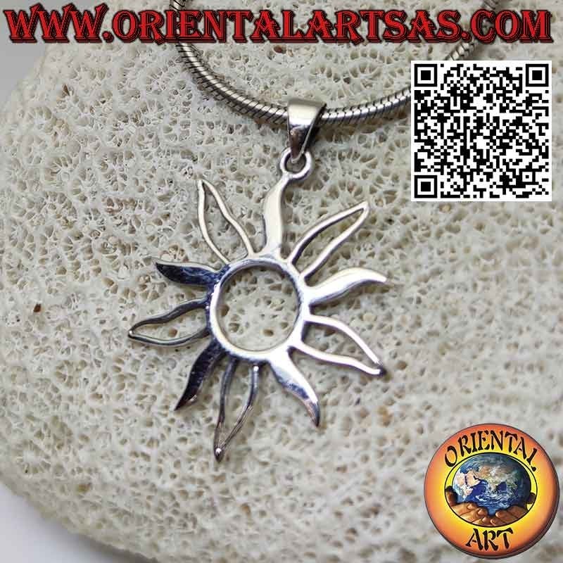 Sonnen-Anhänger aus 925 Sterling Silber - Abwechselnde Strahlen