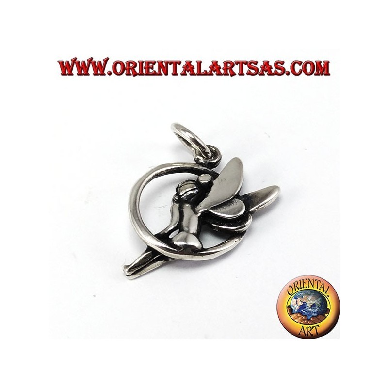 Silver pendant, Fairy sitting in the circle