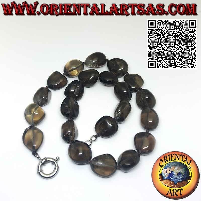 Natural Smoky Quartz Pebble Choker Silver Clasp | Oriental Art