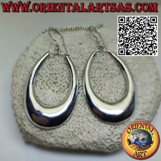 Boucles d'oreilles pendantes ovales, larges, arrondies, lisses et brillantes en argent