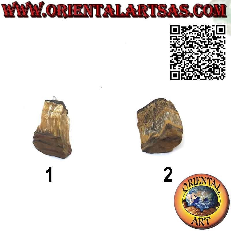 Colgante ojo de tigre natural crudo y gancho de metal hipoalergénico