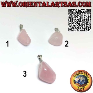 Colgante de cuarzo rosa natural caído con gancho para uñas de metal hipoalergénico