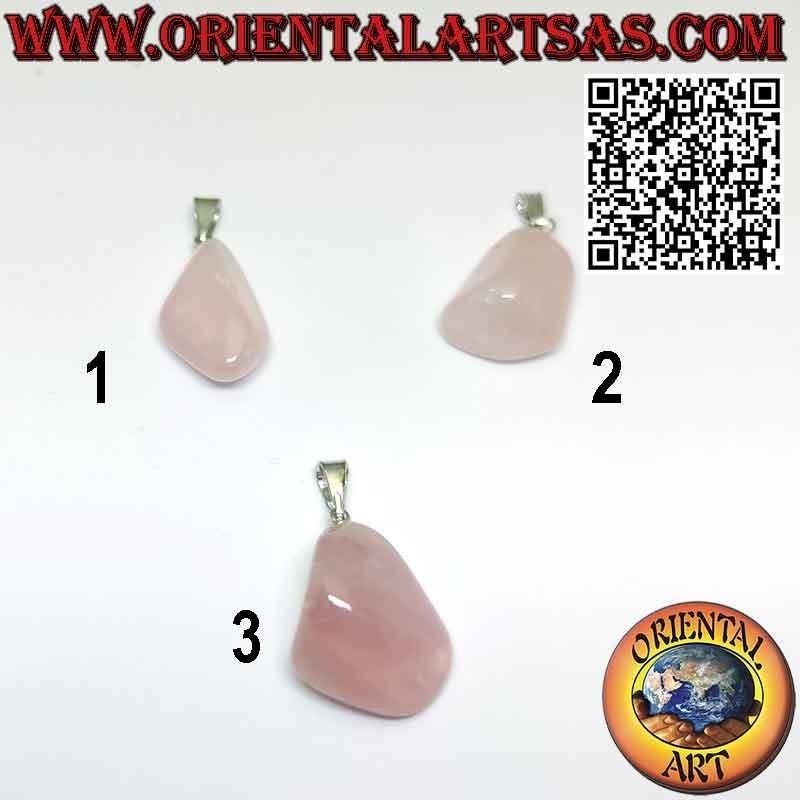 Pendentif Quartz Rose Naturel Roulé Hypoallergénique