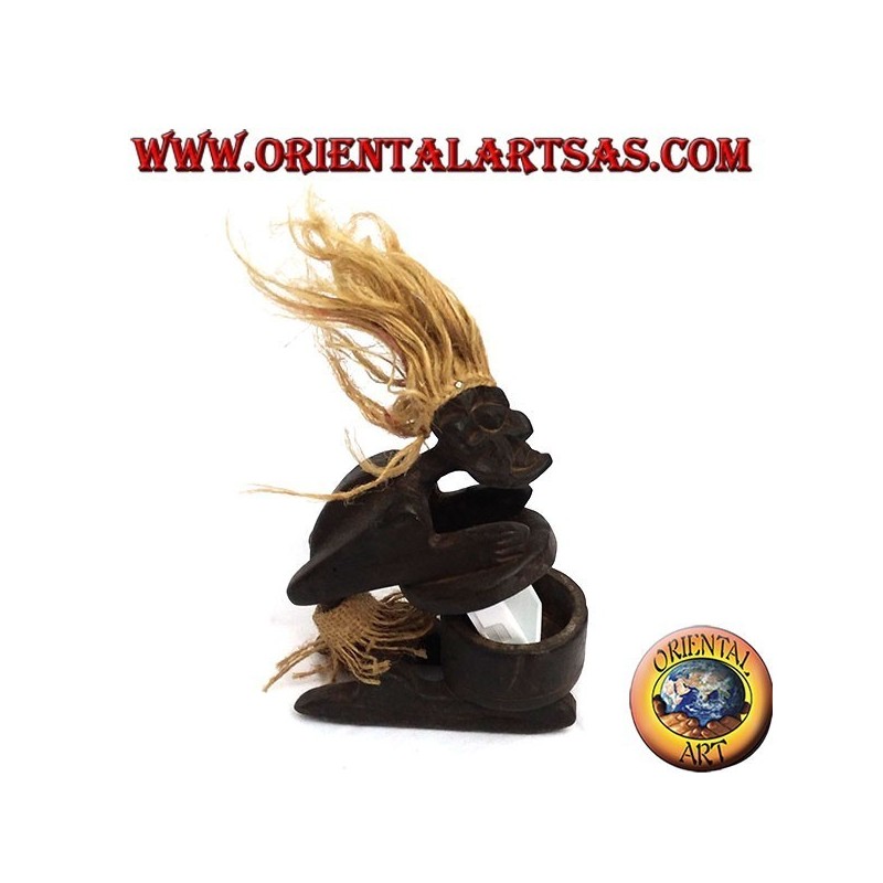 Tribal wooden statuette with reclosable box