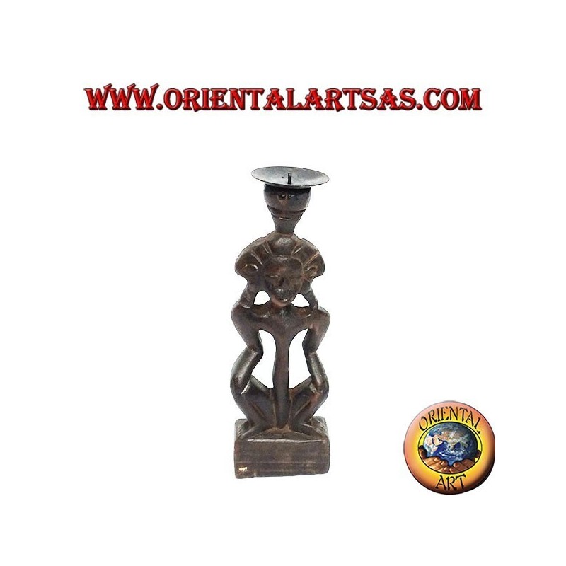 Figurine en bois femme tribale bougeoirs