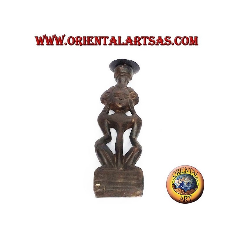 Figurine en bois femme tribale bougeoirs
