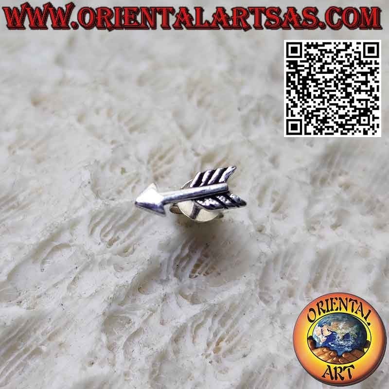 Mini orecchino da lobo in solido argento 925 a forma di  freccia