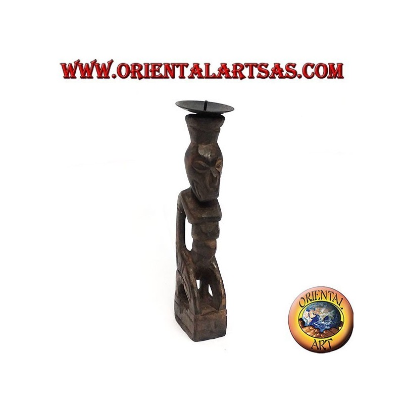 Tribal-Figur aus Holz Kerzenhalter 