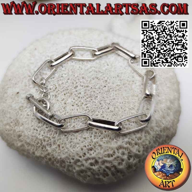 Large oval chain bracelet made of hypoallergenic 925 ‰ silver