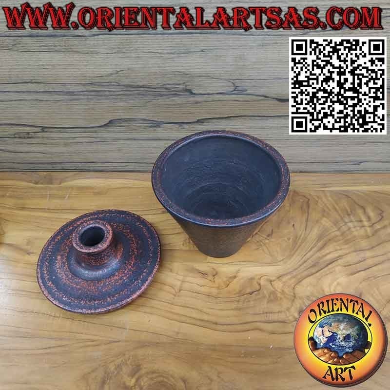 Vaso portaoggetti portafiori con tappo bucato forma tronco di cono