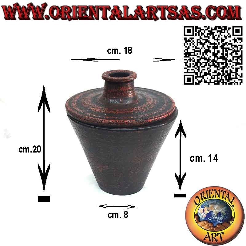 Vaso portaoggetti con tappo bucato forma tronco di piramide capovolta