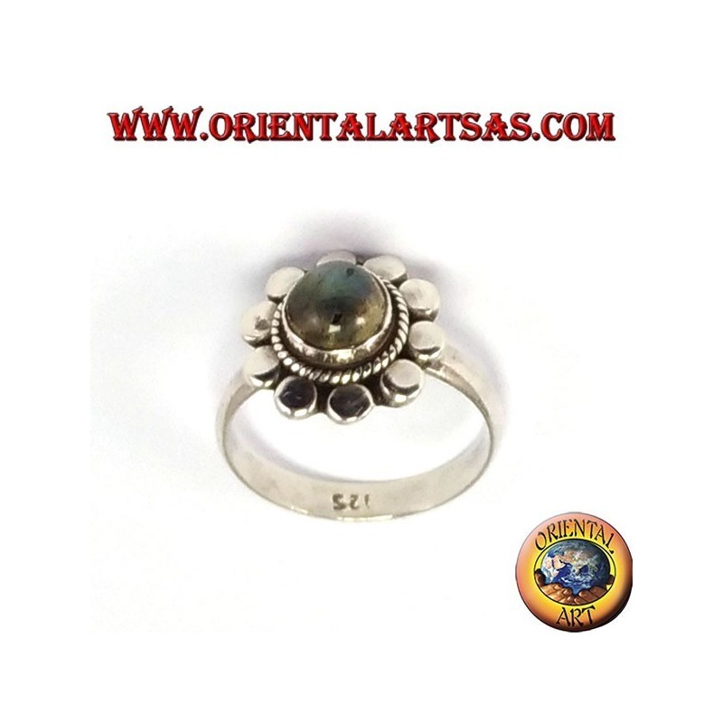 Silber Ring Daisy mit labradorite Runde