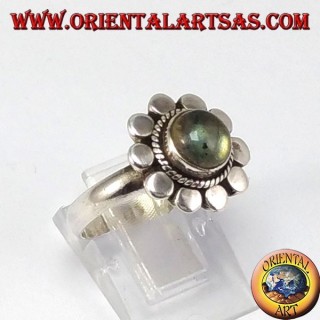 Silber Ring Daisy mit labradorite Runde