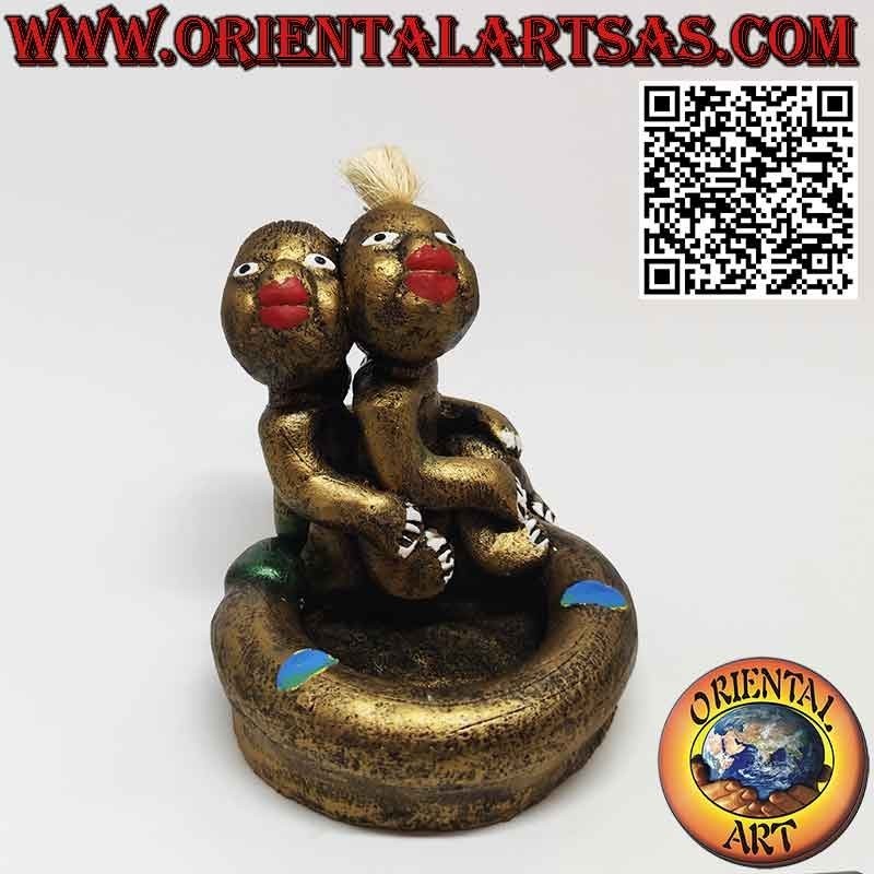 Erotic couple in love ashtray, handmade in terracotta