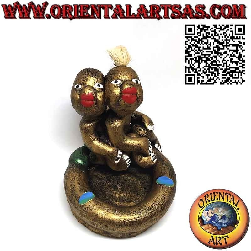 Erotic couple in love ashtray, handmade in terracotta