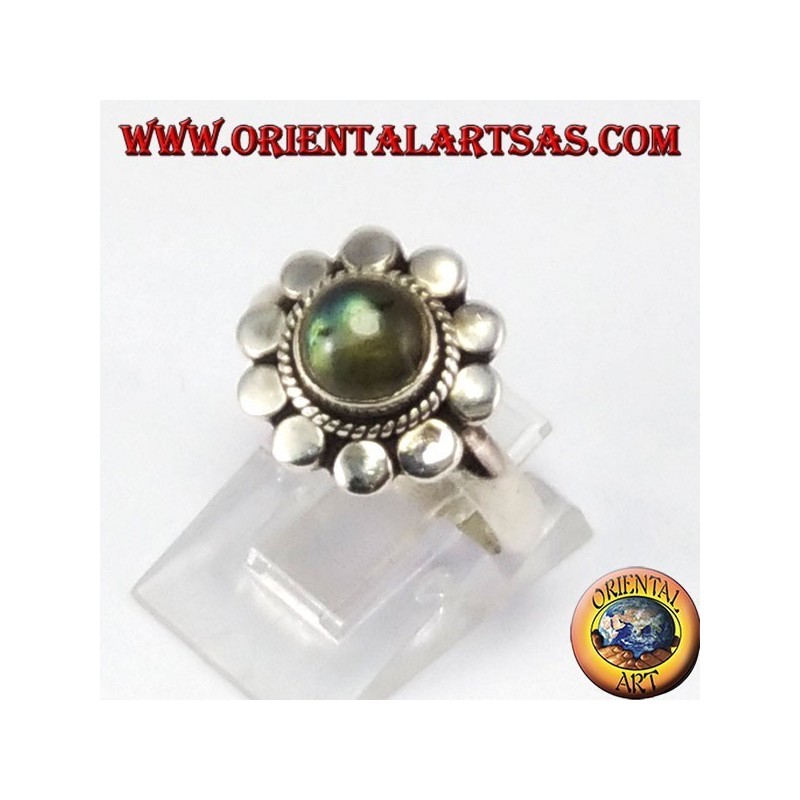 Silber Ring Daisy mit labradorite Runde