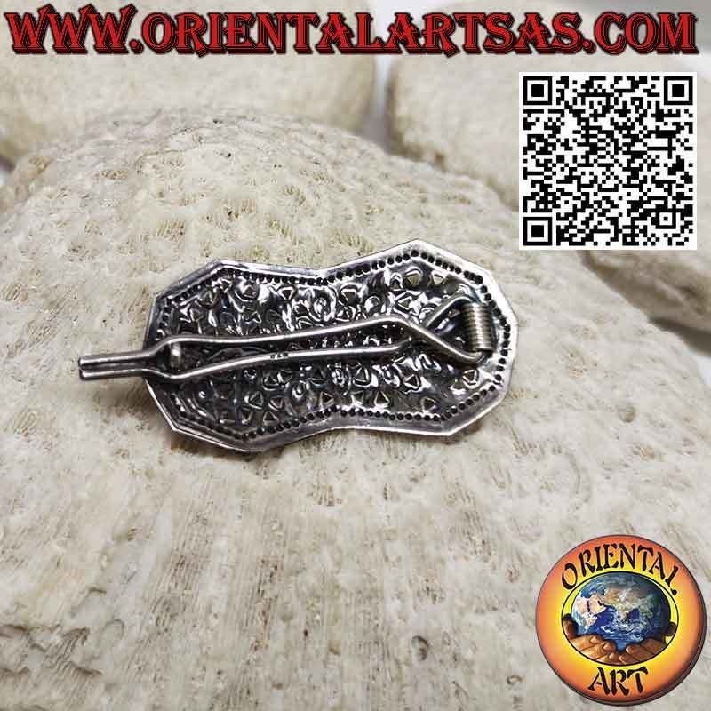 Barrette à cheveux en argent 925 ciselé floral avec petit peigne