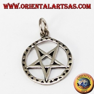 Silver pentacle pendant inverted with tip downwards