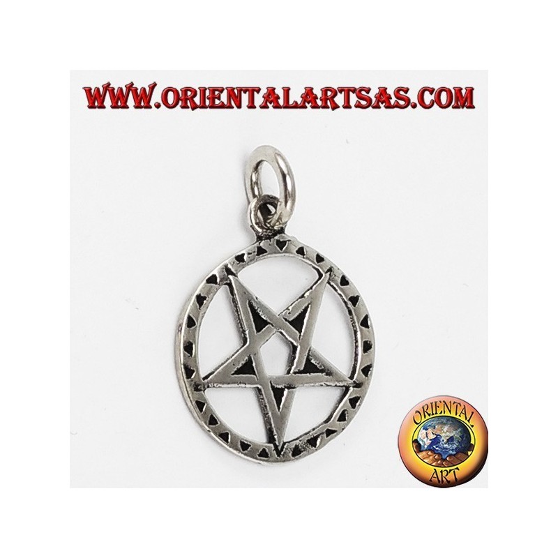 Silver pentacle pendant inverted with tip downwards