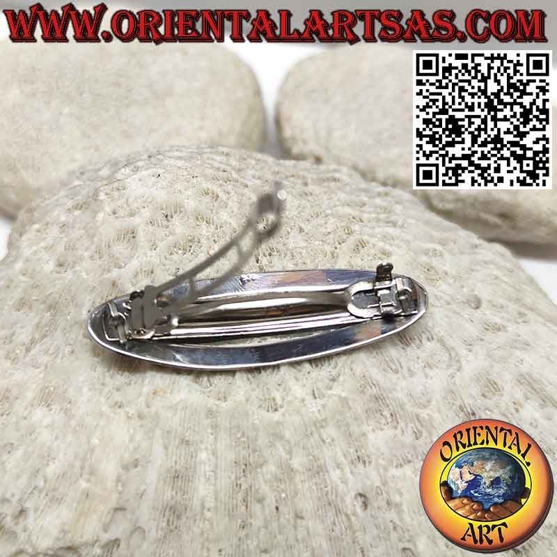 Smooth Elliptical Silver Rail Edge Hair Clip (Steel Clip)