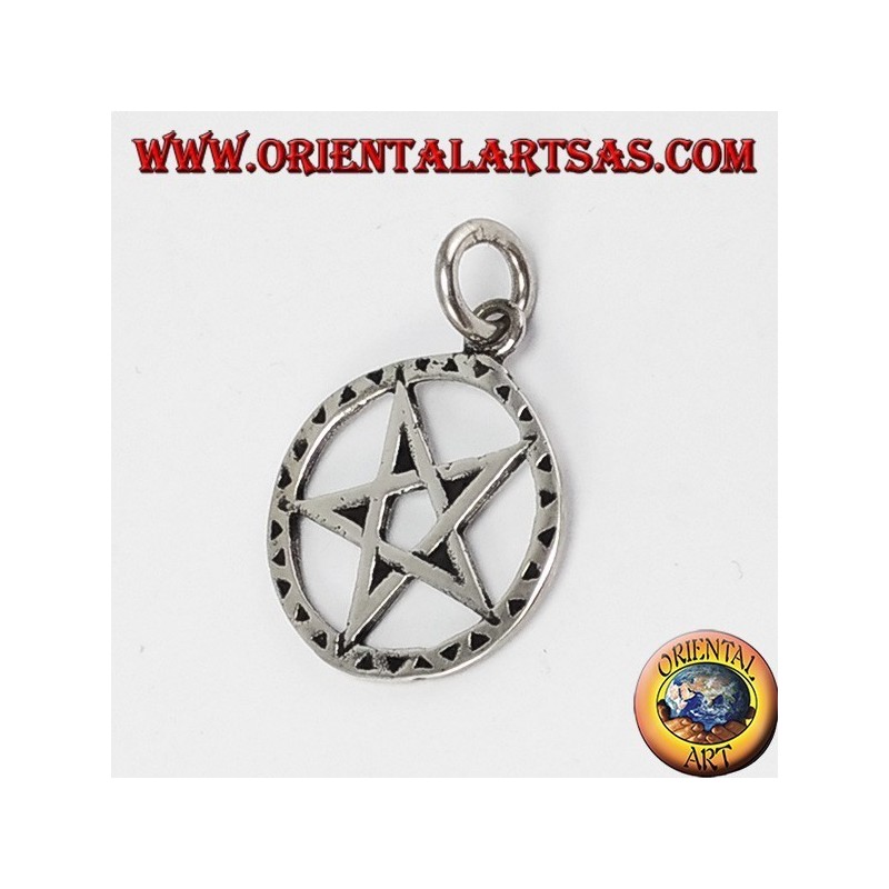 Silver pentacle pendant inverted with tip downwards