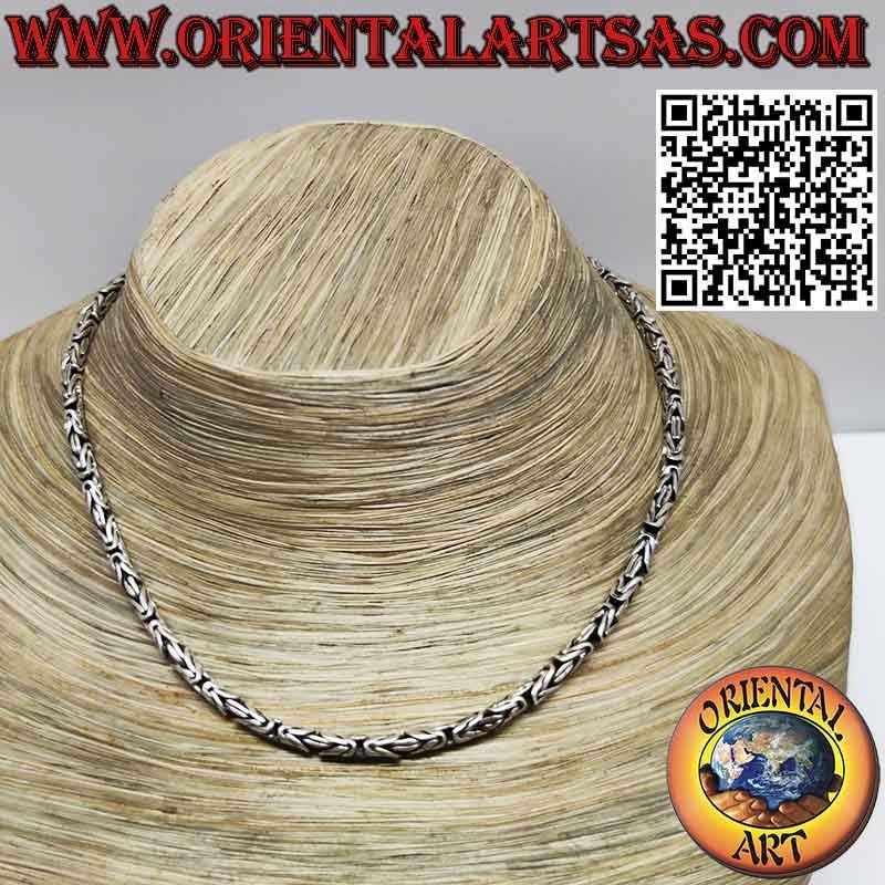 Collar de plata, serpiente BOROBUDUR Enlace bizantino cm 40 * mm 4