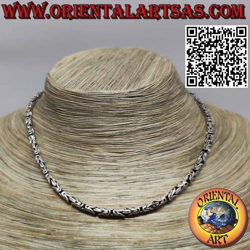 Collana in argento, snake BOROBUDUR  maglia bizantina da cm 40 * mm 4
