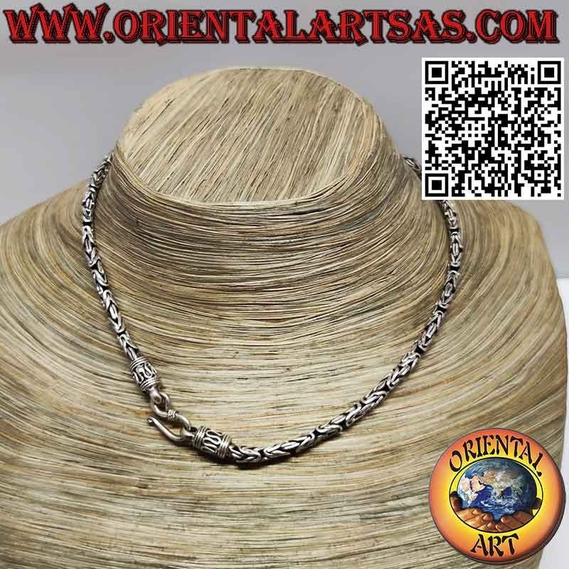 Collar de plata, serpiente BOROBUDUR Enlace bizantino cm 40 * mm 4