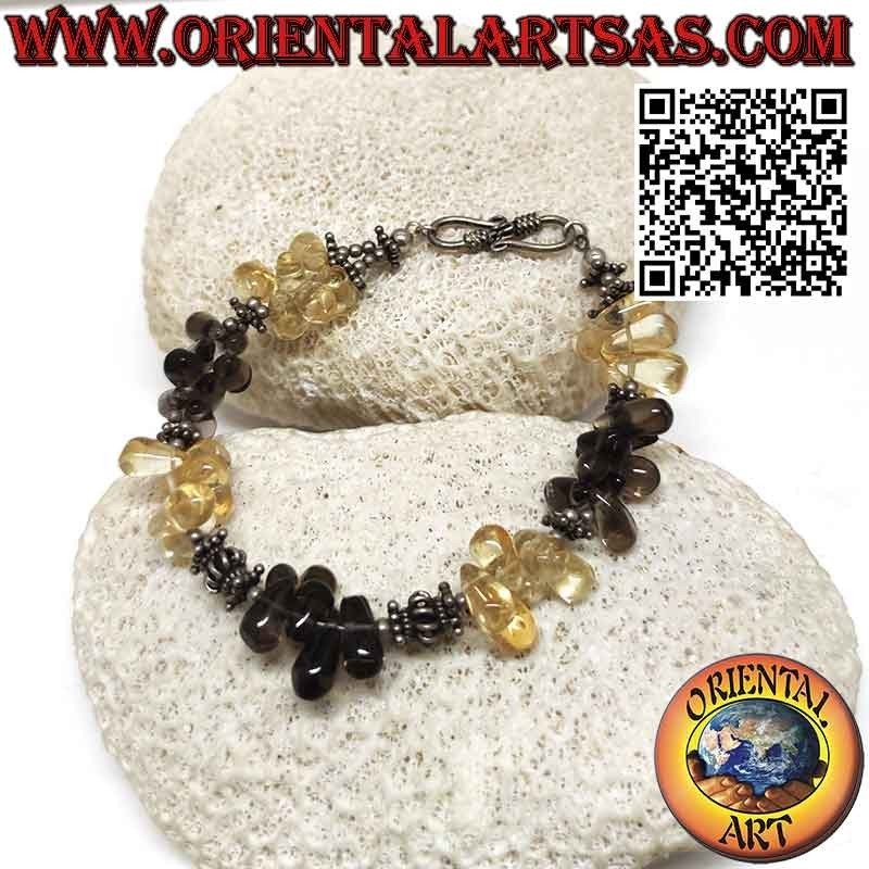 925 silver bracelet with citrine topaz and smoky topaz