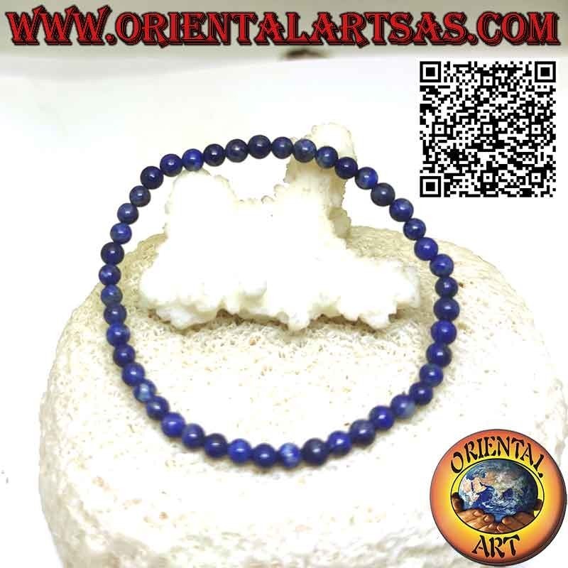Bracelet avec perles de lapis-lazuli afghanes naturelles, mm. 4 Ø (élastique)